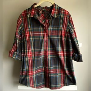 J Crew perfect fit button up 10tall NWT holiday plaid